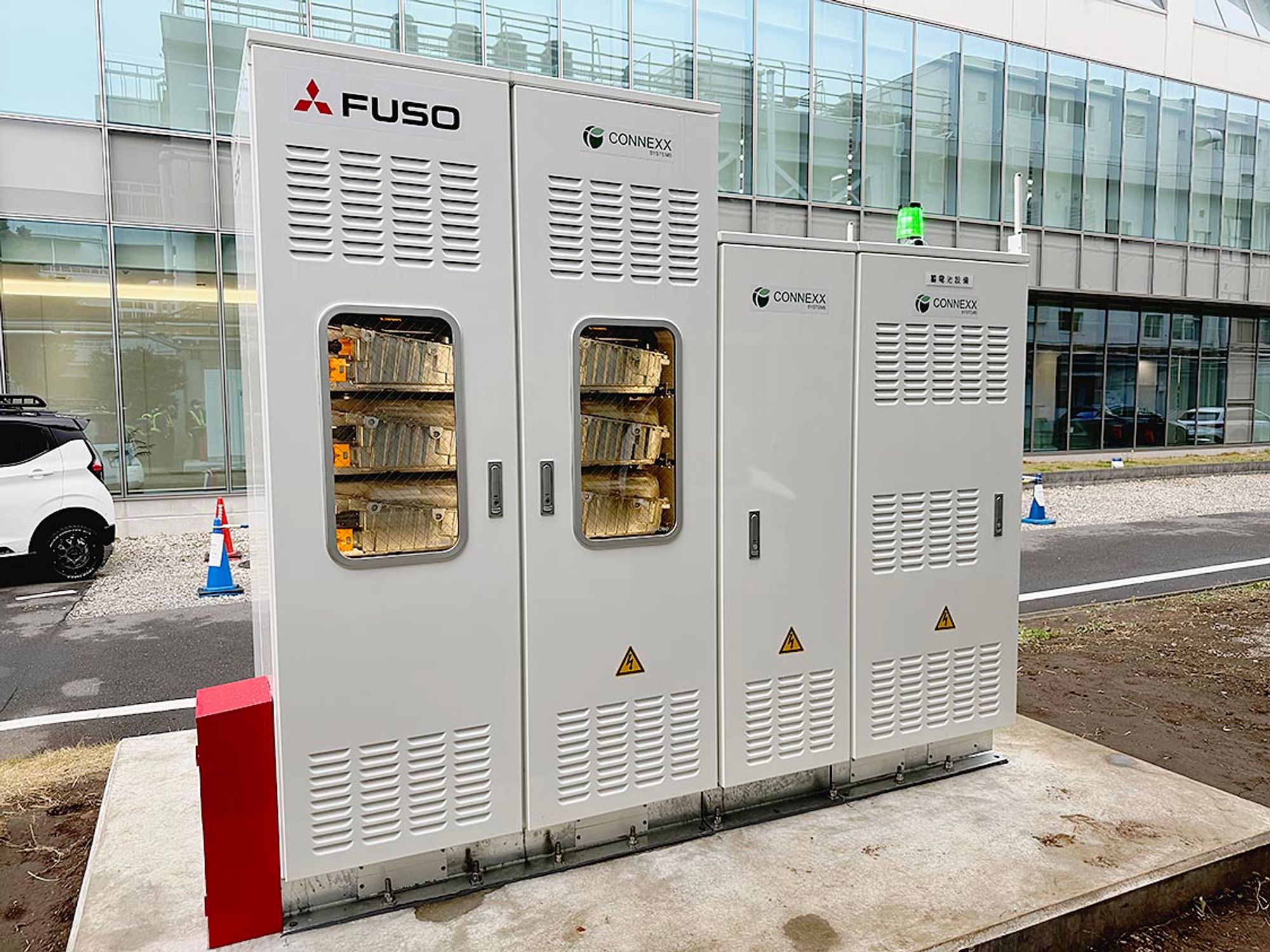 三菱ふそう、使用済み電池を再利用した蓄電システム実証　高電圧化せずに急速充電